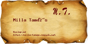 Milla Tamás névjegykártya